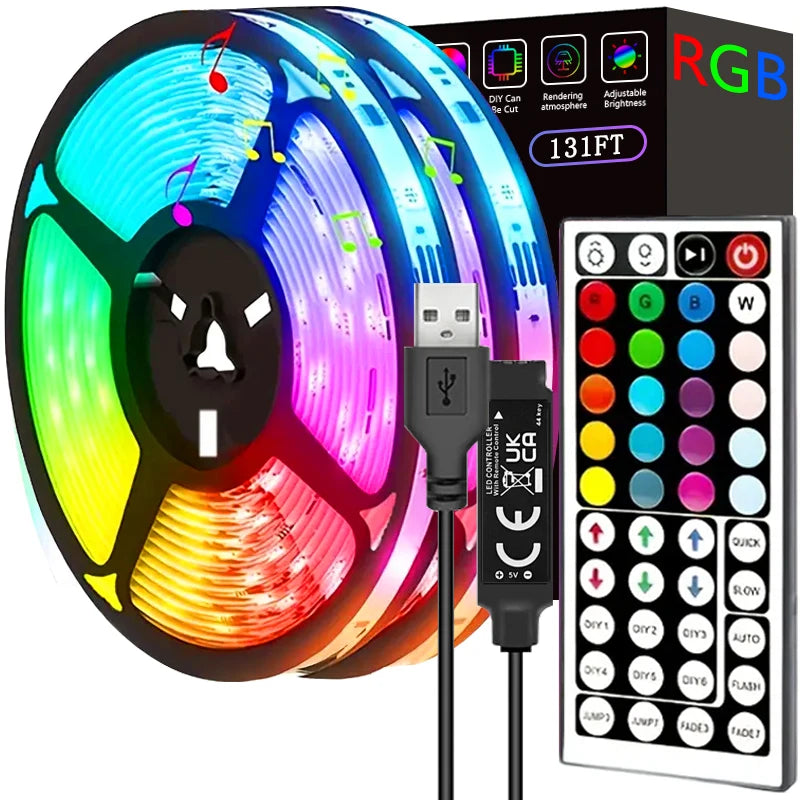 Ultimate 49.2FT LED Strip Light Set – Bluetooth/IR Remote + APP | Vibrant RGB Lighting for Bedroom, TV & Gaming