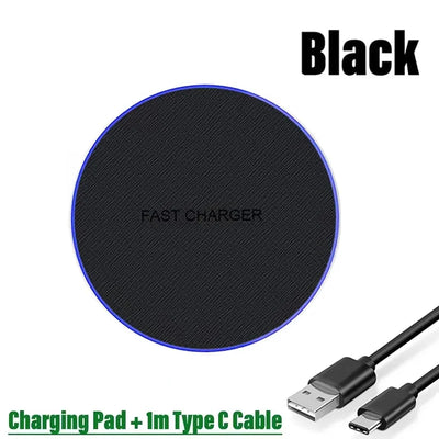 Ultra-Thin Fast Wireless Charger Pad for Samsung Galaxy S24 S23 S22 iPhone 15 14 13 Pro Max Wireless Induction Charging Station