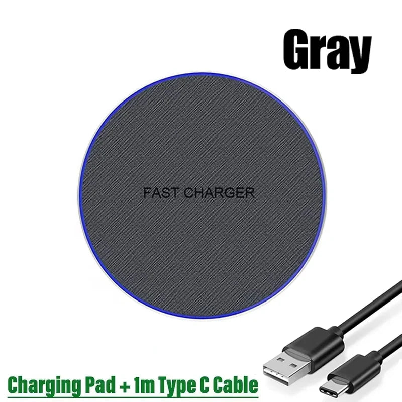 Ultra-Thin Fast Wireless Charger Pad for Samsung Galaxy S24 S23 S22 iPhone 15 14 13 Pro Max Wireless Induction Charging Station