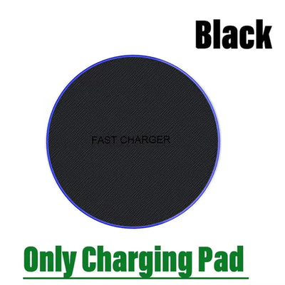 Ultra-Thin Fast Wireless Charger Pad for Samsung Galaxy S24 S23 S22 iPhone 15 14 13 Pro Max Wireless Induction Charging Station