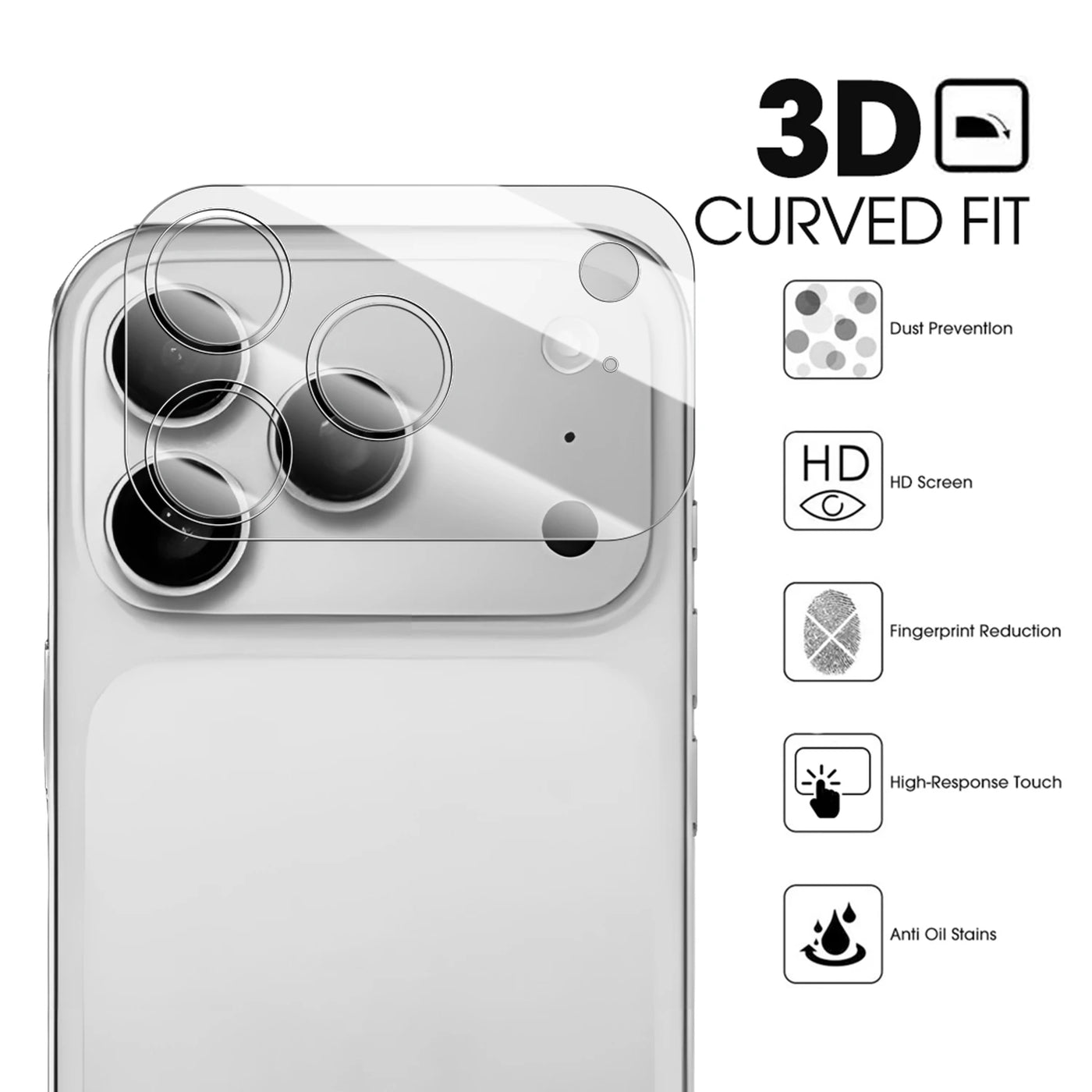 CrystalClear 17PM Full Lens Cover (1–5 Sets) – Tempered Glass Camera Film for iPhone 17/17 Air/17 Pro/17 Pro Max